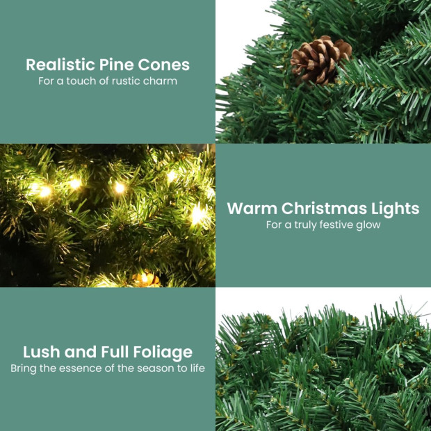 Christabelle 61cm Prelit Yuletide Glow Christmas Wreath with Pine Cones Image 5