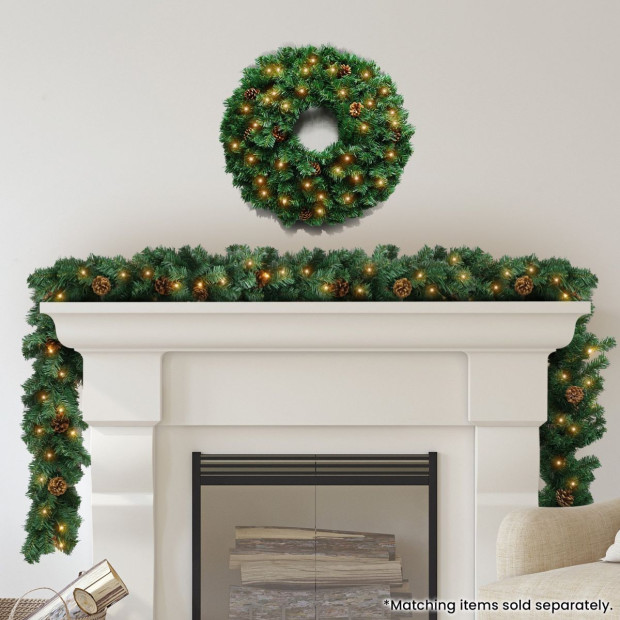 Christabelle 61cm Prelit Yuletide Glow Christmas Wreath with Pine Cones Image 7