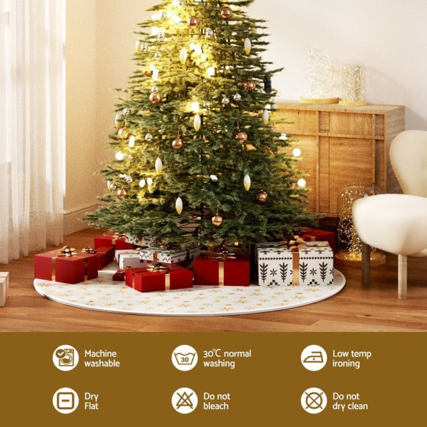 Christmas Tree Skirt 90cm Snowflake Ornaments Xmas Decorations Image 6