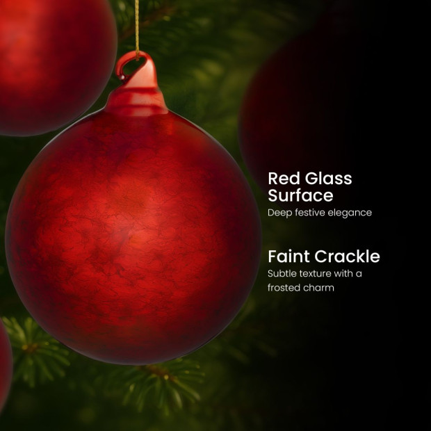 Christabelle Large Red Glass Baubles 6 Pcs with Faint Crackle Pattern Balls Christmas Tree Decoration Ornament Image 5