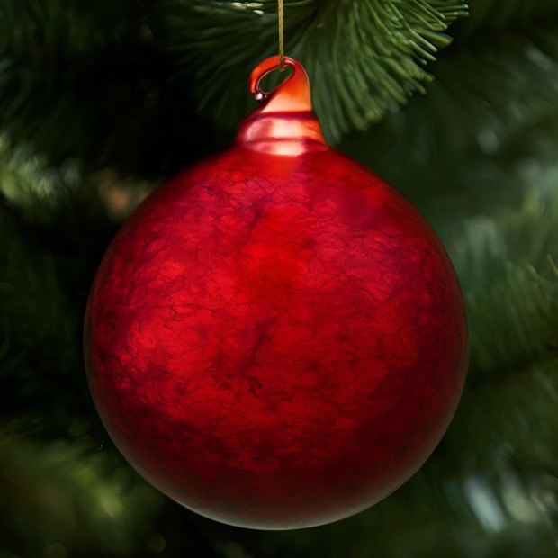 Christabelle Large Red Glass Baubles 6 Pcs with Faint Crackle Pattern Balls Christmas Tree Decoration Ornament Image 7