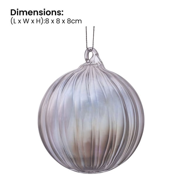 Christabelle Box of 6 Clear Glass Baubles with Stripe Pattern Image 3