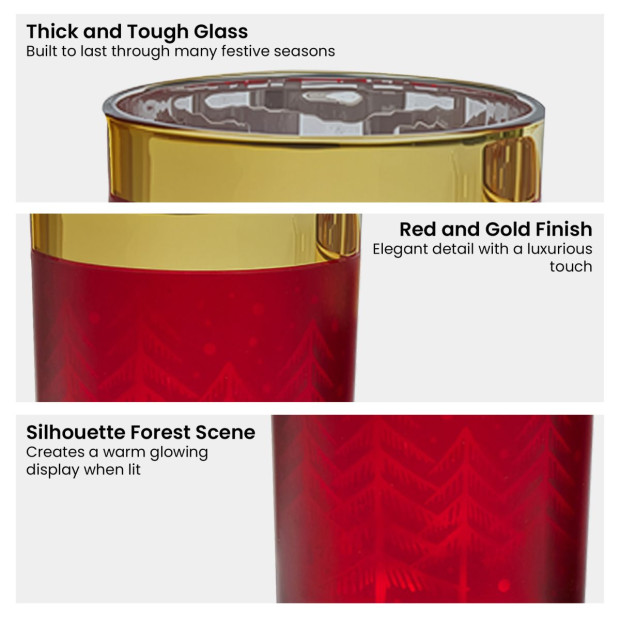 Christabelle Christmas Candle Jar Set of 3 Red and Gold Holiday Candle Holders Image 5