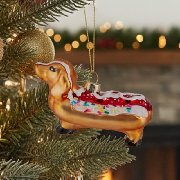Christabelle Box of 6 Glass Sausage Dog Dachshund Hotdog Bauble Image 6