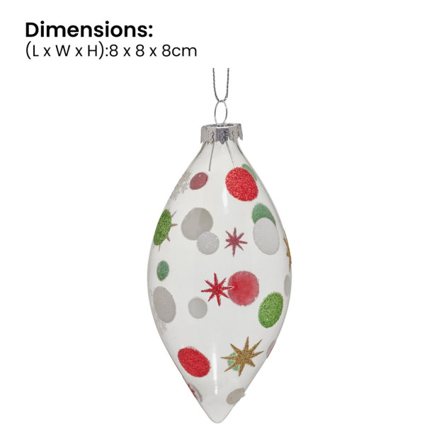 Christabelle Clear Glass Teardrop Baubles 6Pcs Balls Christmas Tree Decoration Ornament Image 4