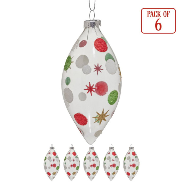 Christabelle Clear Glass Teardrop Baubles 6Pcs Balls Christmas Tree Decoration Ornament Image 5