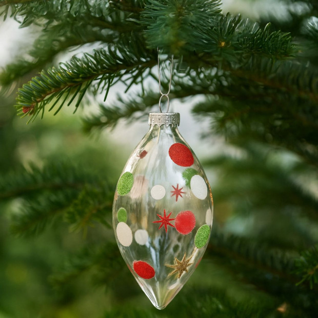 Christabelle Clear Glass Teardrop Baubles 6Pcs Balls Christmas Tree Decoration Ornament Image 2
