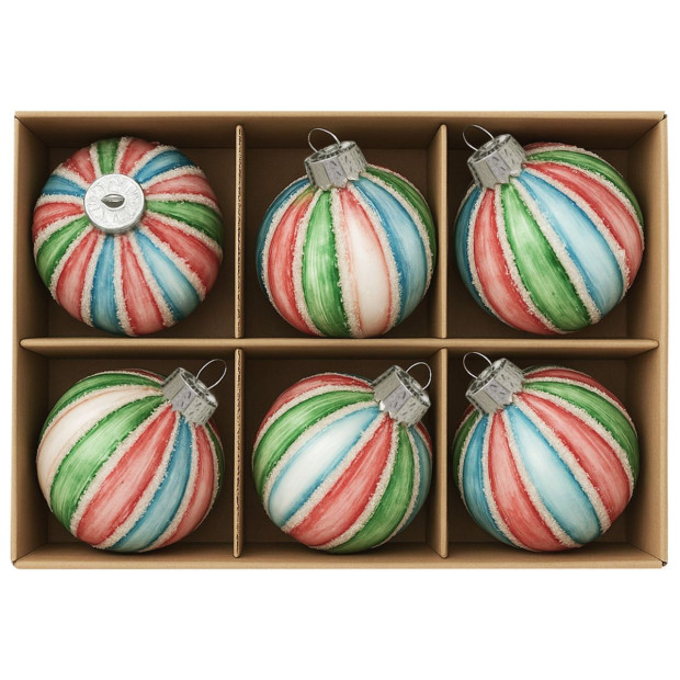 Christabelle Multi-Colour Glass Baubles 6Pcs Balls Christmas Tree Decoration Ornament Image 4