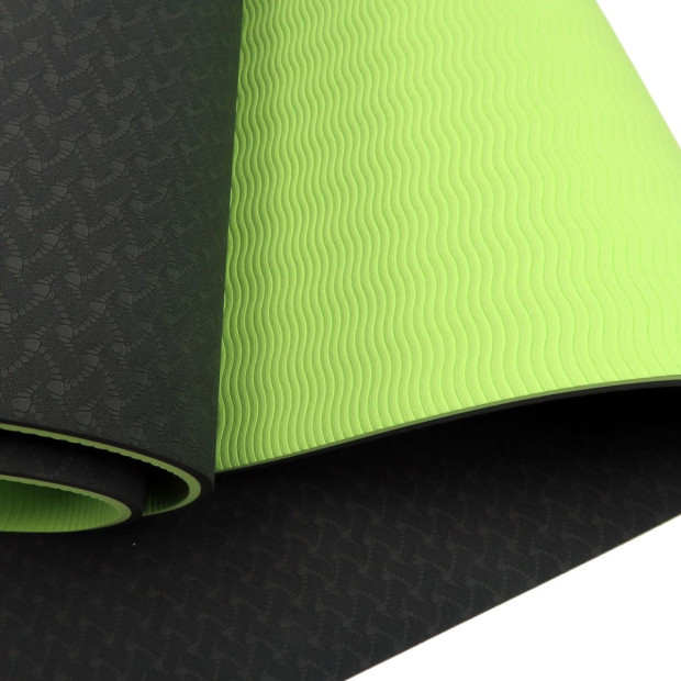Powertrain TPE Pilates Exercise Yoga Mat 8mm - Black Green Image 3