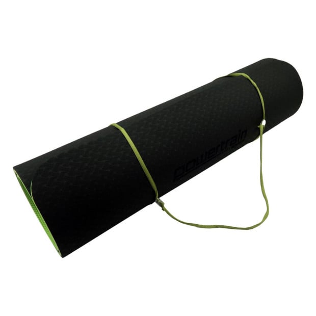 Powertrain TPE Pilates Exercise Yoga Mat 8mm - Black Green Image 4