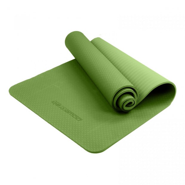 Powertrain TPE Yoga Pilates Exercise Mat 6mm - Green Image 3