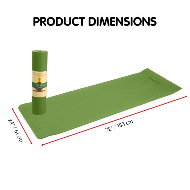 Powertrain TPE Yoga Pilates Exercise Mat 6mm - Green Image 6