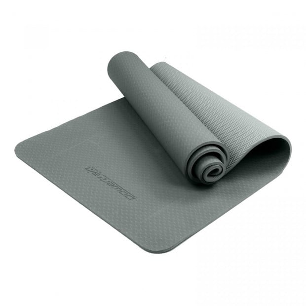 Powertrain TPE Yoga Pilates Exercise Mat 6mm - Light Grey Image 2