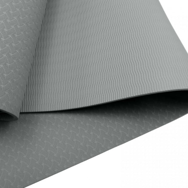 Powertrain TPE Yoga Pilates Exercise Mat 6mm - Light Grey Image 3