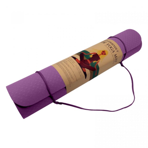 Powertrain TPE Yoga Pilates Exercise Mat 6mm - Purple Image 5