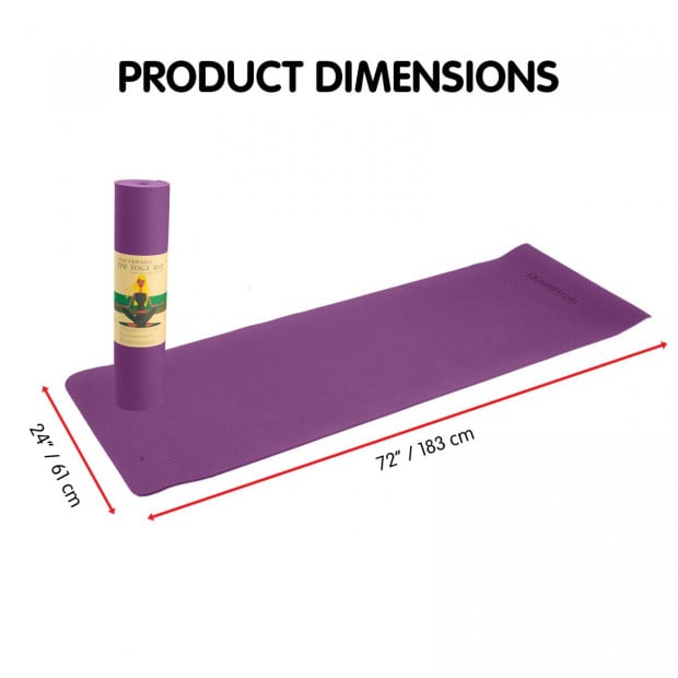 Powertrain TPE Yoga Pilates Exercise Mat 6mm - Purple Image 4