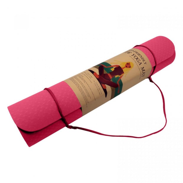 Powertrain TPE Yoga Pilates Exercise Mat 6mm - Rose Pink Image 5