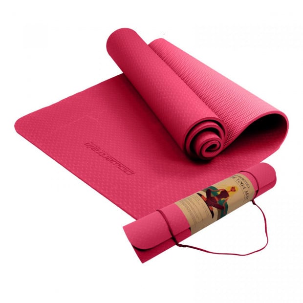 Powertrain Eco-Friendly TPE Yoga Pilates Exercise Mat 6mm - Rose Pink