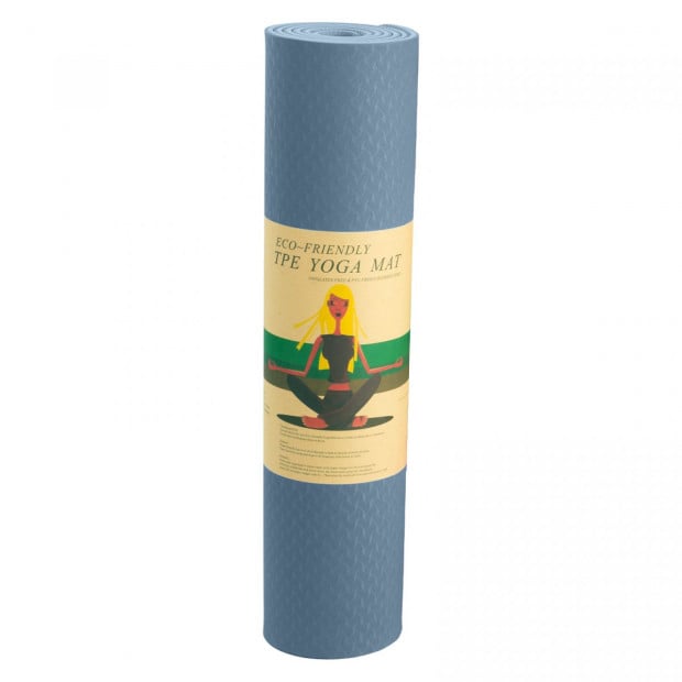 Powertrain TPE Yoga Pilates Exercise Mat 6mm - Sky Blue Image 7