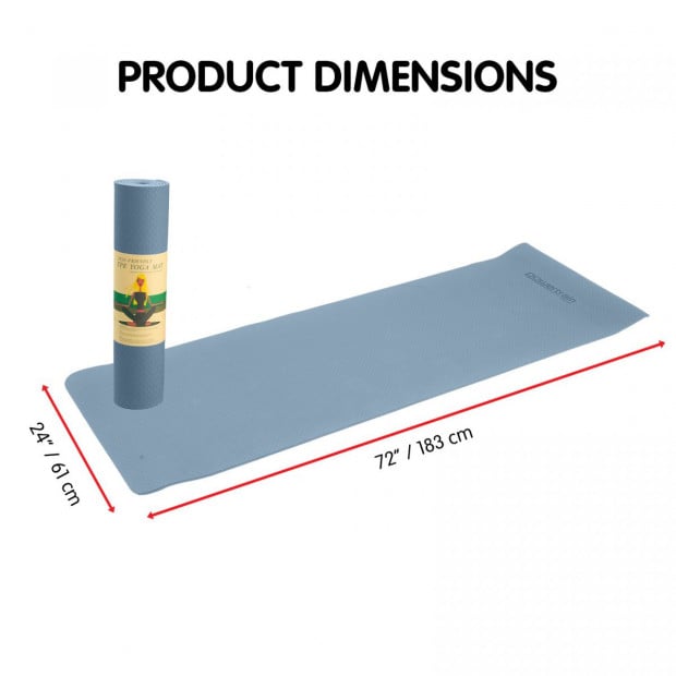 Powertrain TPE Yoga Pilates Exercise Mat 6mm - Sky Blue Image 4