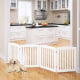 Freestanding Wooden Pet Gate 4 Panel Foldable Fence White Image 7 thumbnail