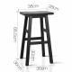 Set of 2 Wooden Back less Bar Stool - Black Image 1 thumbnail