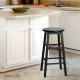Set of 2 Beech Wood Backless Bar Stool - Black Image 8 thumbnail