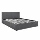 Double Size Fabric and Wood Bed Frame Headborad - Grey Image 3 thumbnail