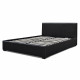 Queen Size PU Leather and Wood Bed Frame Headborad - Black Image 3 thumbnail
