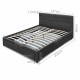 Double Size Fabric Bed Frame Headboard with Drawers - Charcoal Image 1 thumbnail