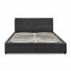 Double Size Fabric Bed Frame Headboard with Drawers - Charcoal Image 3 thumbnail