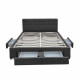 Double Size Fabric Bed Frame Headboard with Drawers - Charcoal Image 6 thumbnail