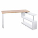 Corner Desk with Bookshelf - Brown & White Image 1 thumbnail