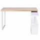 Corner Desk with Bookshelf - Brown & White Image 4 thumbnail