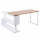 Corner Desk with Bookshelf - Brown & White Image 5 thumbnail