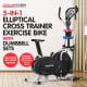 5-in-1 Powertrain Elliptical Cross Trainer & Spin Bike with Dumbbell Set Image 2 thumbnail