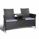 2 Seater Outdoor Wicker Rattan Furniture Bench - Black Image 1 thumbnail