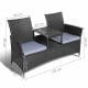 2 Seater Outdoor Wicker Rattan Furniture Bench - Black Image 1 thumbnail