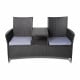 2 Seater Outdoor Wicker Rattan Furniture Bench - Black Image 3 thumbnail