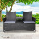 2 Seater Outdoor Wicker Rattan Furniture Bench - Black Image 10 thumbnail