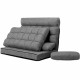 Lounge Sofa Bed Double Floor Folding Fabric Grey Image 3 thumbnail