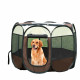 Portable Pet Playpen With Collapsible Bowl In Brown 62