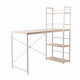 Artiss Metal Desk with Shelves - White with Oak Top Image 1 thumbnail