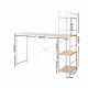 Artiss Metal Desk with Shelves - White with Oak Top Image 1 thumbnail