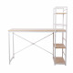 Artiss Metal Desk with Shelves - White with Oak Top Image 2 thumbnail