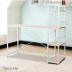 Artiss Metal Desk with Shelves - White with Oak Top Image 5 thumbnail