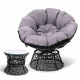 Gardeon Papasan Chair and Side Table - Black Image 2 thumbnail