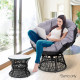 Gardeon Papasan Chair and Side Table - Black Image 7 thumbnail