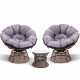 Garden Papasan Chair with Side Table Set - Brown Image 2 thumbnail