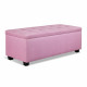 Premium Storage Ottoman Faux Linen - Pink Image 1 thumbnail